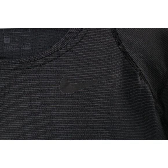 Nike Pro Mens Medium Fitted Striped Knit Running Jogging Gym Training T-Shirt - Picture 4 of 14